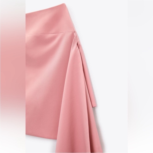 Zara Pale Pink Wool Blend Asymmetrical Skirt Size Small - Picture 3 of 7